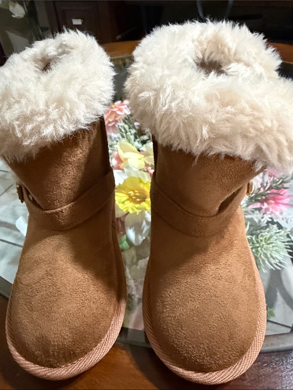 The Children's Place Chestnut Faux-Suede Shearling Cuffed  kidsSlippers
